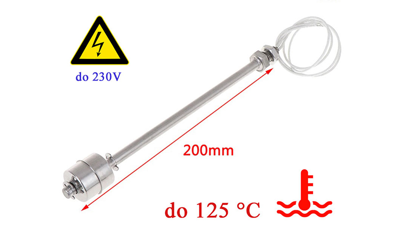 Sonda poziomu cieczy 20cm na wysoką temperaturę